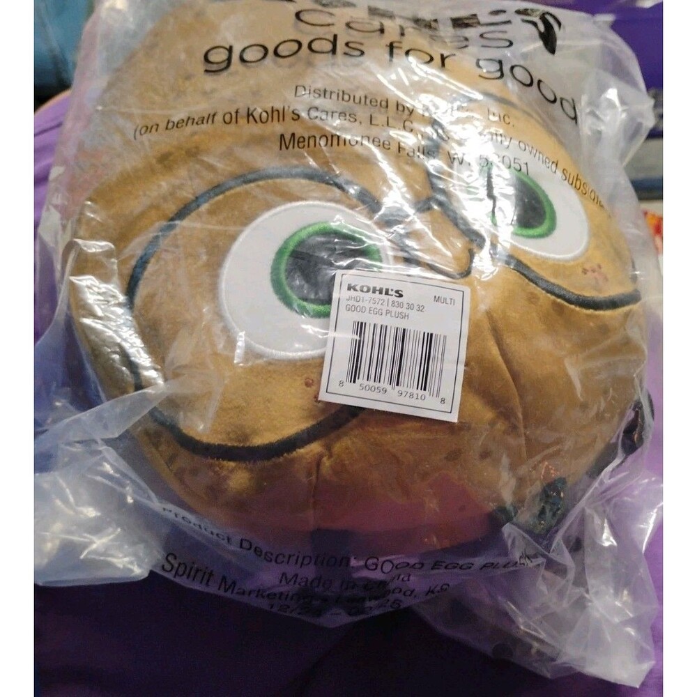 NEW Kohl's Cares The Good Egg Plush 10" Brown Toy Stuffed Plush